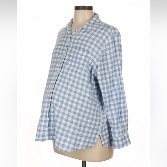 HATCH maternity blue white gingham boyfriend shirt 100% Cotton 3 L - Picture 2 of 8